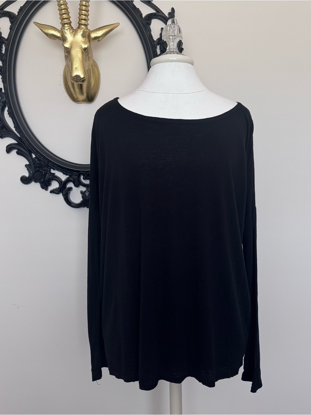 Z Supply Black Long-Sleeve Piko Style Top